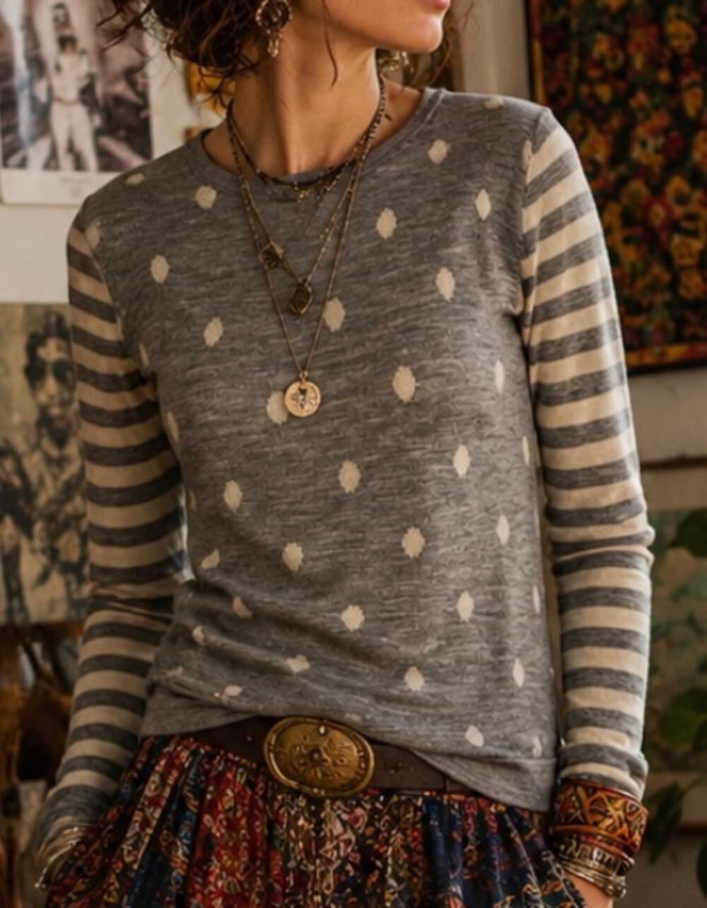 Clements Riberio knit sweater polka dot merino wool soft academia preppy soft M - Picture 1 of 9